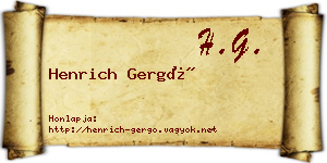 Henrich Gergő névjegykártya