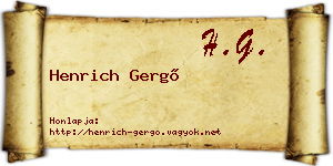 Henrich Gergő névjegykártya